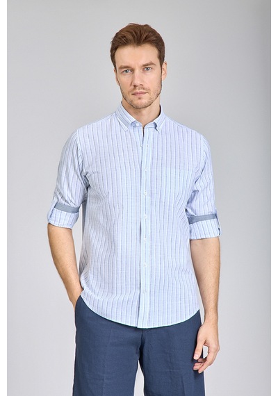 Bisse Paşa Yaka Regular Fit Uk Gömlek T Cep Mavi Gmktn3ps224008 D35 Mavi