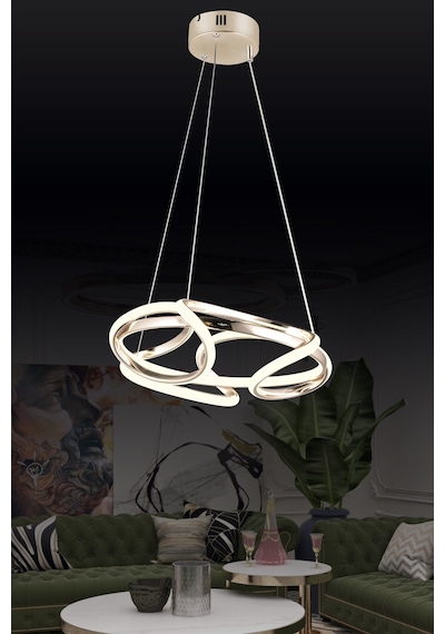 Ld 061 K Topsuz Model Gold 3 Renkli Salon Ve Oturma Odası İçin İdeal Alüminyum Avize, 50x90 Gold