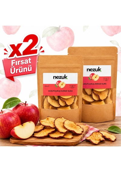 Nezuk Güneş Enerjisiyle Kurutulmuş Doğal Kırmızı Elma 2 x 100 G