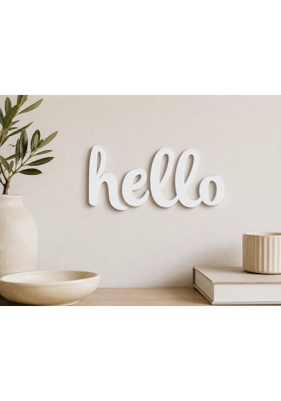 Hello Yazılı 3 Mm Mdf Duvar Dekoru 20x10 Cm