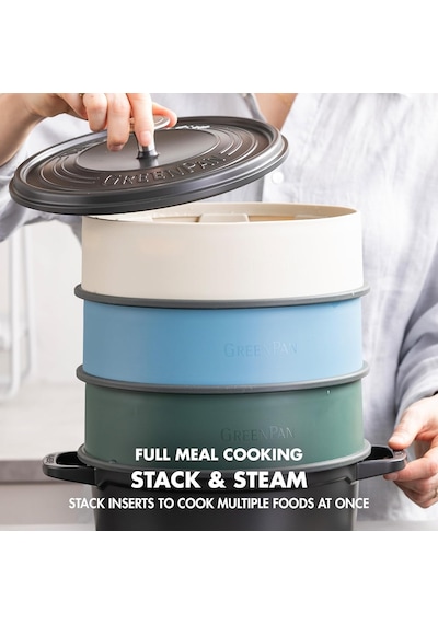 Ayrex Steamy Buharda Pişirici 24 Cm Krem Renk, Zindeliklı Pişirme, Yapışmaz Kaplama, Bulaşık Makinesinde Yık