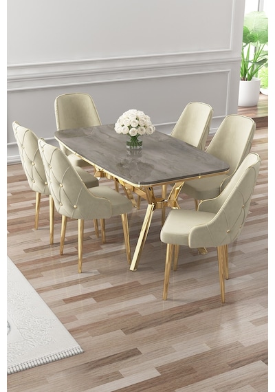 Canisa Asel Serisi 90x160 Lak Panel Antrasit İroni Gold Kaplama Ayaklı Masa Takımı Ve 6 Krem Sandalye Antrasit İroni Masa Krem Sandalye Ayaklar Gold Canisa Asel Serisi 90x160 Lak Panel Antrasit İroni Gold Kaplama Ayaklı Masa Takımı Ve 6 Krem Sandalye Antrasit İroni Masa Krem Sandalye Ayaklar Gold