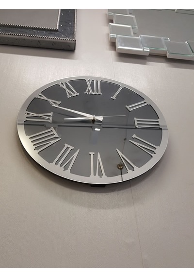 Ayna Denizi Silver Jet Smoked Model Gümüş Füme Renk 50 CM Dekoratif Aynalı Duvar Saati Gümüş