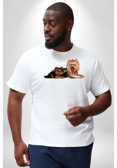 Angemiel Yorkshire Teacup Ve Anne Köpek Beyaz Büyük Beden Kadın Erkek Ünisex Basic Ön Baskılı Tişört Beyaz Angemiel Yorkshire Teacup Ve Anne Köpek Beyaz Büyük Beden Kadın Erkek Ünisex Basic Ön Baskılı Tişört Beyaz