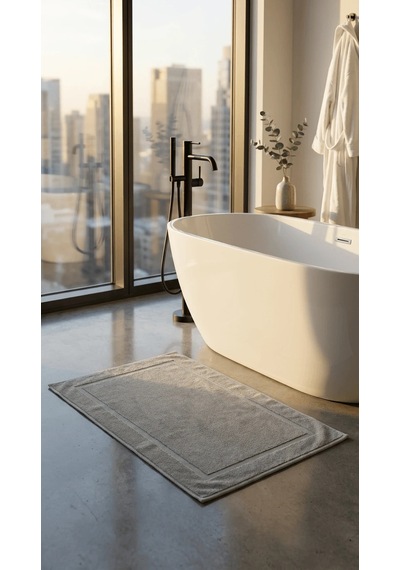 Lumiastudio %100 Pamuk Gri Çerçeve Banyo Paspas Seti 2li Set 50x70 Gri