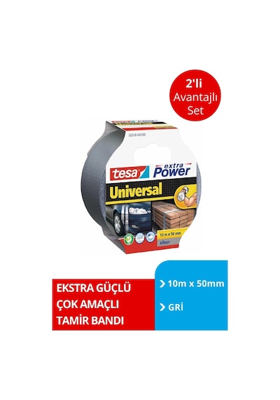 Tesa Extra Power Universal Duct Bant, 10mx50mm, Gri X2 Adet