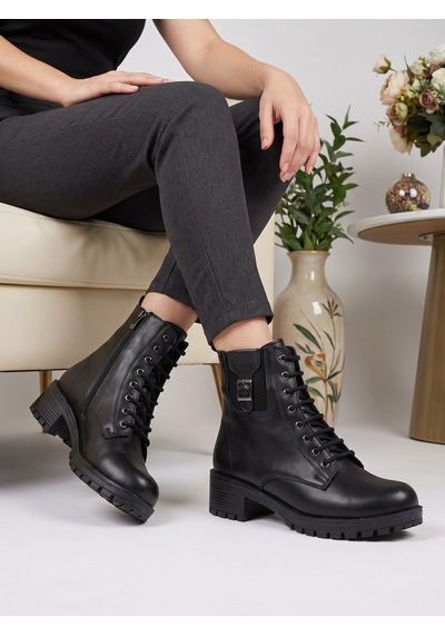 Nesilshoes Nesil Shoes Marr 851 Hakiki Deri İçi Kürklü Kadın Bot Siyah