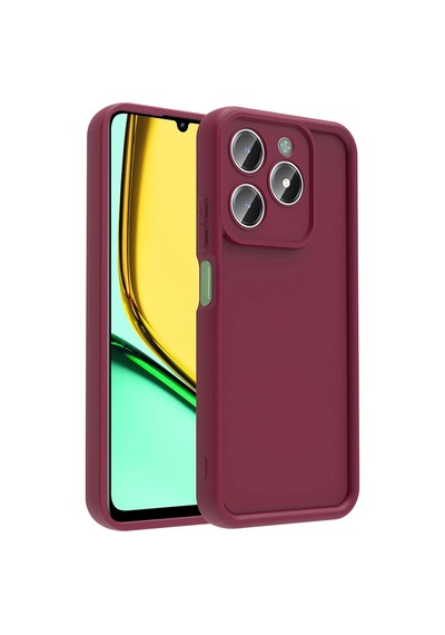 Realme C61 Kılıf Kamera Korumalı Zore Ananas Kapak Mürdüm