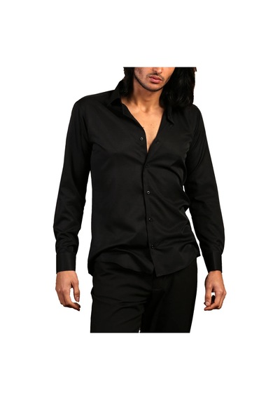 Dicotto Siyah Dar Kesim Micro Kumaş Kol Düğmeli Slim Fit Erkek Gömlek - 201-6 001
