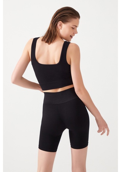 Los Ojos Kadın Siyah Askılı Fitilli Kare Yaka Crop Top Büstiyer Square Siyah Siyah Los Ojos Kadın Siyah Askılı Fitilli Kare Yaka Crop Top Büstiyer Square Siyah Siyah
