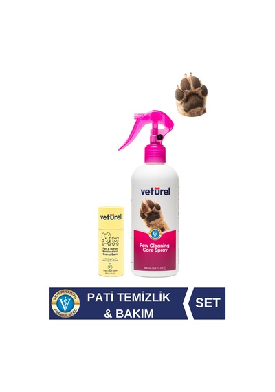 Pati Balm %100 Doğal Kedi Köpek Nemlendirici 40gr + Pati Temizleme Spreyi Koku Ve Kir Giderici 300ml