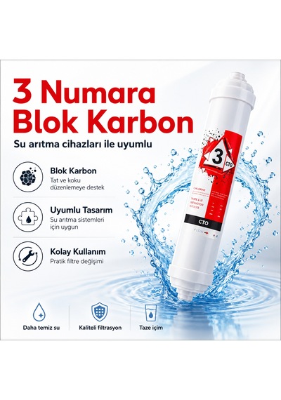 3 Numara Premium Blok Karbon Su Arıtma Filtresi 408694548