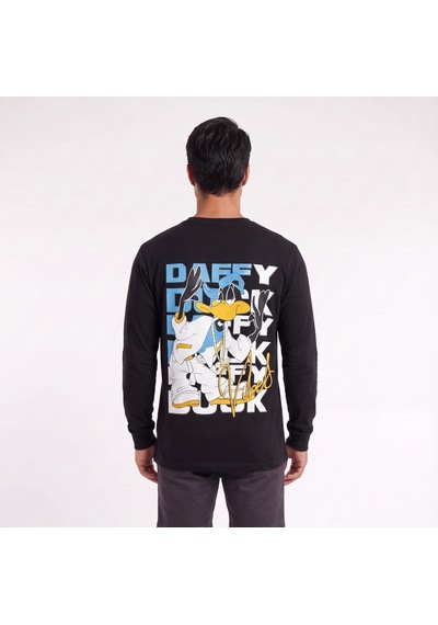 Blow Up Daffy Duck Baskılı Siyah Erkek Sweatshirt 12466