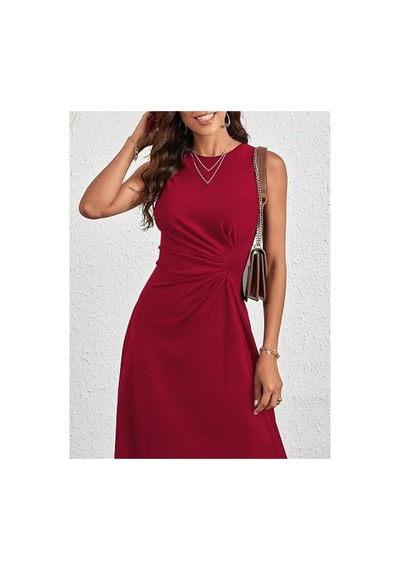 Butik İstanbul Kadın Sıfır Kollu Bisiklet Yaka Büzgülü Asimetrik Kesim Detaylı Janjan Krep Elbise Kırmızı Butik İstanbul Kadın Sıfır Kollu Bisiklet Yaka Büzgülü Asimetrik Kesim Detaylı Janjan Krep Elbise Kırmızı