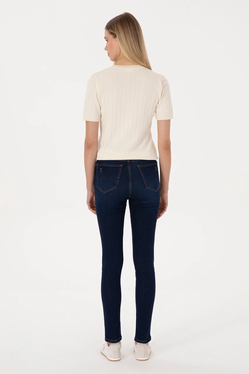 U.S. Polo Assn. Kadın Koyu Mavi Skinny High Waist Fit Jean Pantolon 50316591-DN0023