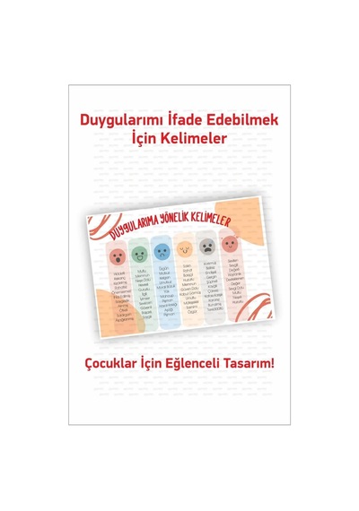 Çocuk Duygularım Için Kelimeler Poster , Duygu Çizelgesi 2 Adet Ç