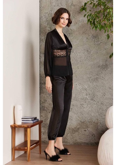 Pierre Cardin 6 Lı Saten Gecelik Çeyiz Takım Siyah