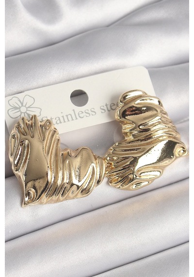 Mey İthalat Pirinç Gold Renk İşlemeli Kalp Model Kadın Küpe Diğer 80609208