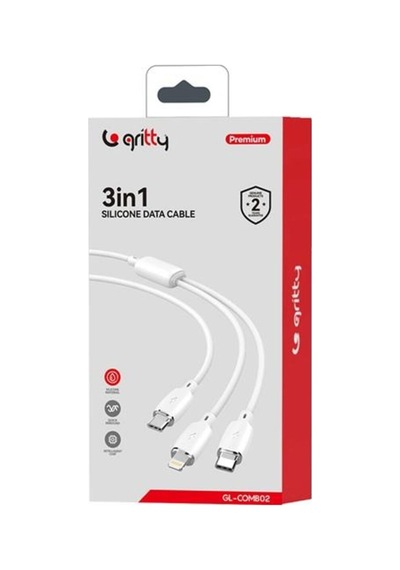 60w+30w Pd 3in1 Type-c To Type+lightning 1.2 M Şarj Kablosu Beyaz Gl-comb02