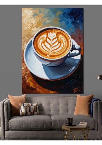 Ahşap Tablo Latte Sanatı Kahve Fincanı Görseli İnsan Figürlü Tablolar