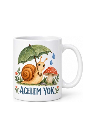 Acelem Yok Şemsiyeli Salyangoz Tasarımlı Porselen Kupa - Model 266