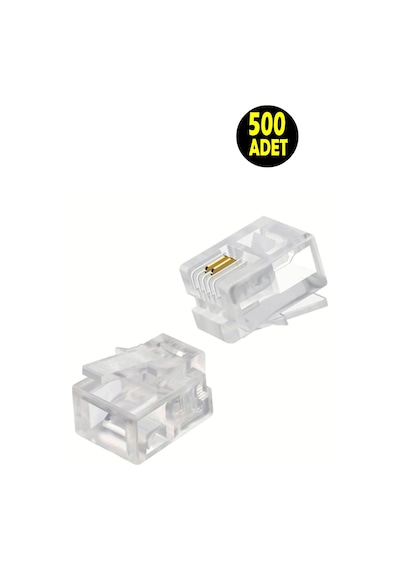 500 Adet Rj11 6p/2c Kablolu Telefon Kablosu Soketi Ucu -rj11 6p/2c Uç