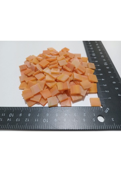 Açık Turuncu Kare Vitray Cam Mozaik Taşı - Sanatsal Mozaik İçin Yaklaşık 10 X 10 Mm