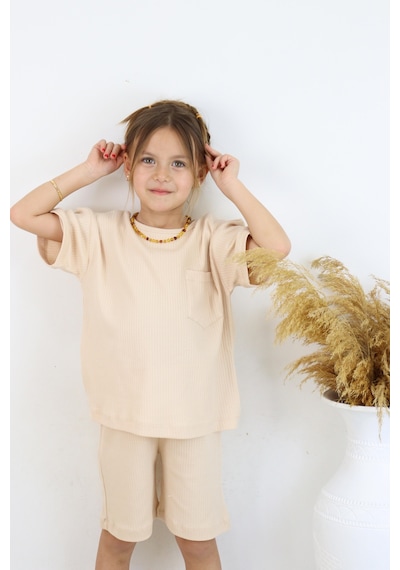 Miababy Raporlu İnterlok İkili Takım Krem