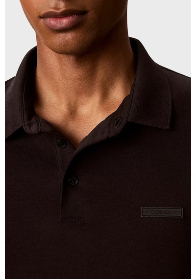 Calvin Klein Logolu % 100 Pamuk Uzun Kollu Düğmeli Polo Erkek Polo Lv04lh240g Ub1 Siyah