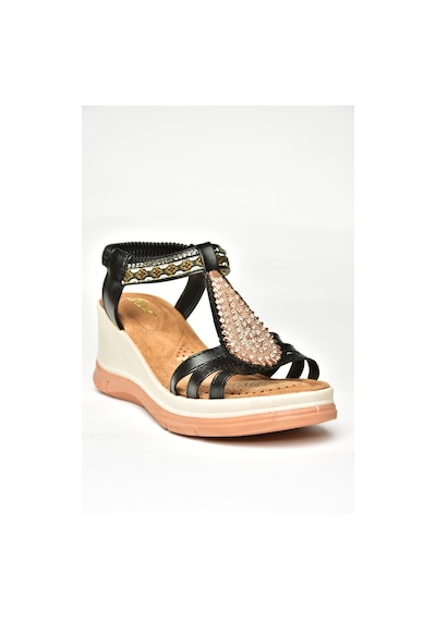 Fox Shoes U258916109 Siyah Dolgu Tabanlı Kadın Sandalet Siyah