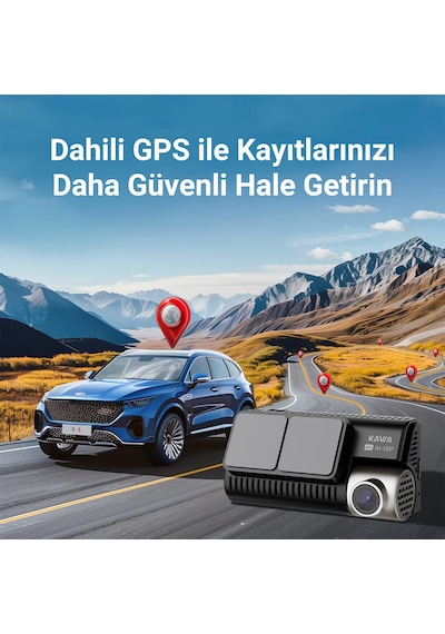 Kawa D11 2 Kameralı Ön / Arka 4k+1080p Sony Starvıs Sensörlü Yapay Zeka Destekli Wi-fi Gps'li Araç Kamerası