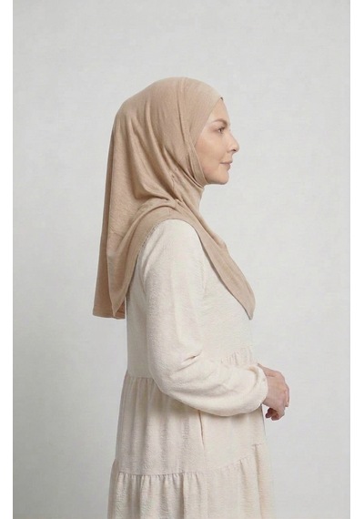 Alivascarf Pratik Hijab Sandy Şal - Hazır Türban Tesettür Eşarp Namazlık Namaz Örtüsü Açık Bej