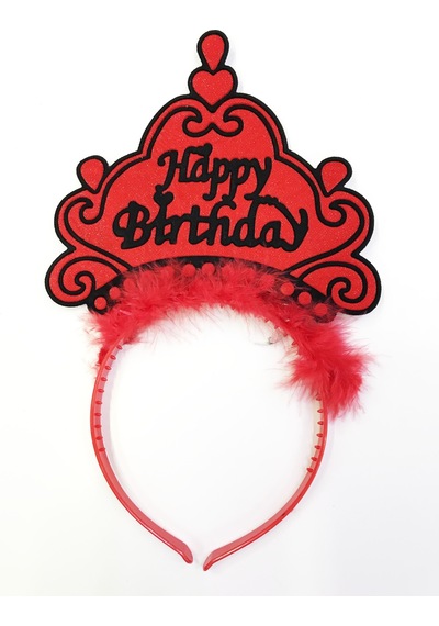 Parti Aksesuar Happy Birthday Yazılı Neon Renk Taç 12 Adet Çok Renkli