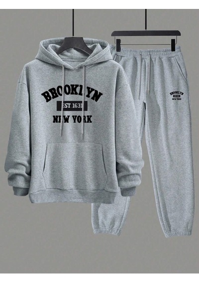 Siyah Brooklyn New York Baskılı Kapüşonlu Sweatshirt Ve Eşofman Altı Eşofman Takımı Gri Siyah Brooklyn New York Baskılı Kapüşonlu Sweatshirt Ve Eşofman Altı Eşofman Takımı Gri
