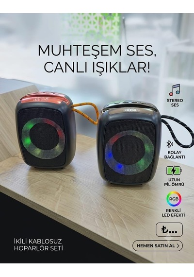 Bluetooth Hoparlör 8w Rgb Led Usb Hafıza Kartı Destekli Üst Kısmı Rose