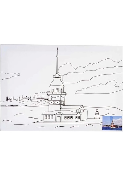 Ceoart Desenli Tuval Taksim Treni, Ayasofya, Galata, Kız Kulesi 35x50 Ceo-tu0002