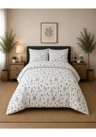 Çift Kişilik Nevresim Takımı %100 Pamuk 200x220 Lastikli Çarşaflı 160x200 Beyaz