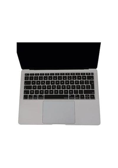 Macbook Air 13 Retina Türkçe F Klavye Koruyucu A1932 A2179 A2337 M1 2018-2020 Uyumlu Silikon Keyboard Cover Touch Id Siyah Siyah