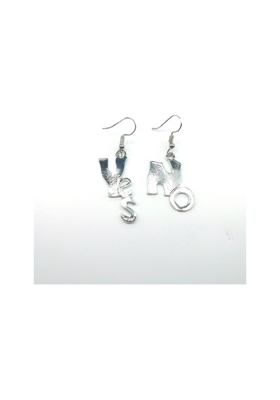 Tedz Collection Beyaz Yes No Pin Küpe Çok Renkli