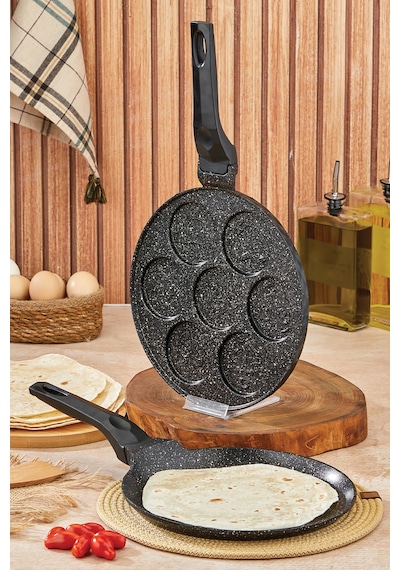 Polochef Granit Krep Ve Pankek Tavası Set Siyah