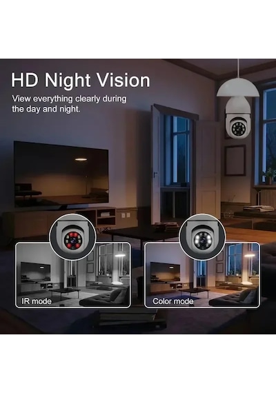 Panoramik Ampul Kamera Kablosuz E27 Ampul Kamera Projeksiyon 360 Derece
