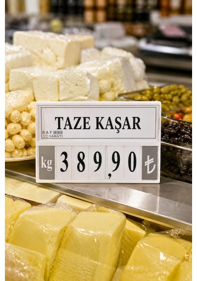 5 Adet - Fiyat Kasetlik Manav Kasap Şarküteri Etiketi Rakamlı Fiyatlık Ayaklı Büyük Boy 123x84 Mm Beyaz