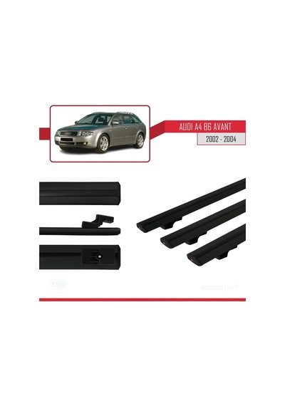 Audi A4 B6 Avant 2002-2004 Arası İle Uyumlu Basic Model Ara Atkı Tavan Barı Siyah 3 Adet