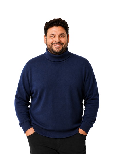 Battalmoda Erkek Büyük Beden Koyu İndigo Tam Balıkçı Pamuklu Kazak 3xl-4xl-5xl-6xl Koyu Indigo