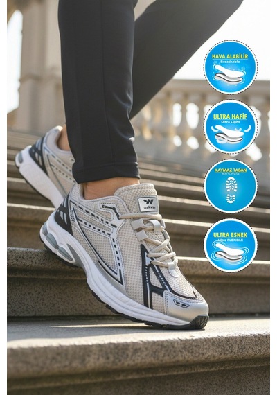 Walkway Buz Fileli Hafif Hava Alabilen Erkek Spor Ayakkabı 1505 Ruth M Buz-gri