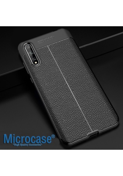 Microcase Huawei P Smart S / Y8P Leather Silikon Kilif - Siyah 446755615