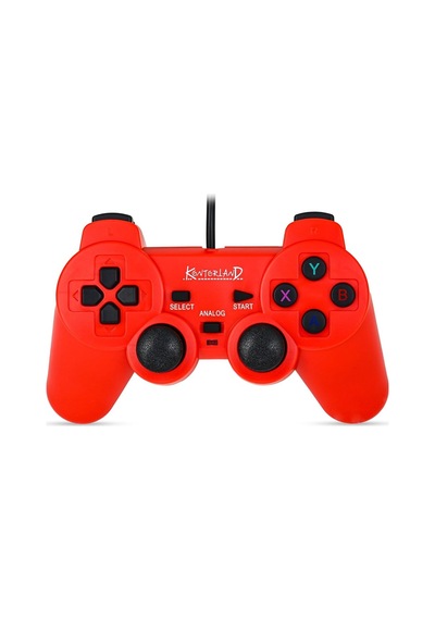 Kontorland Kablolu Pc Gamepad D-ınput X-ınput Destekli Çift Titreşimli Usb Oyun Kolu Kırmızı Sku: Zeus8690010077936