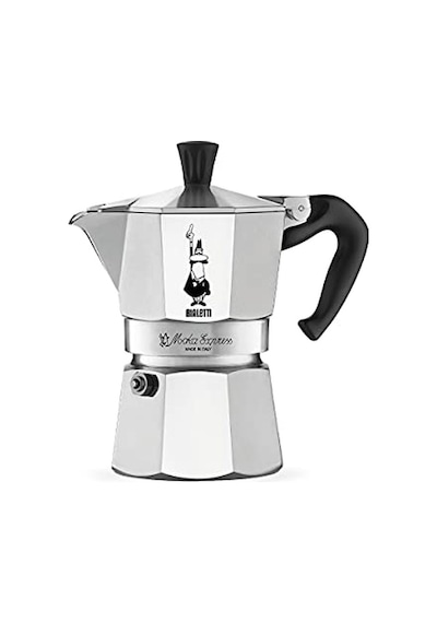 Moka Express: 3 Cups Ocak Üstü Espresso Pişirici - 130ml - Gümüş Renk - Alüminyum Gövde - Patentli Güvenlik Val