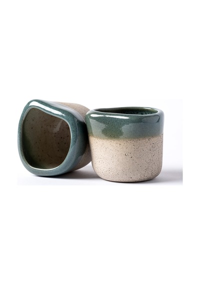 Must Bej/mavi Stoneware El Yapımı Mug & Türk Kahvesi Karışık 2li Set 8633
