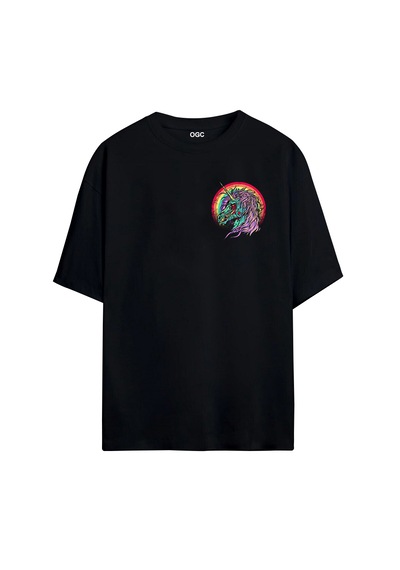 Unicorn Oversize Unisex T-shirt Siyah